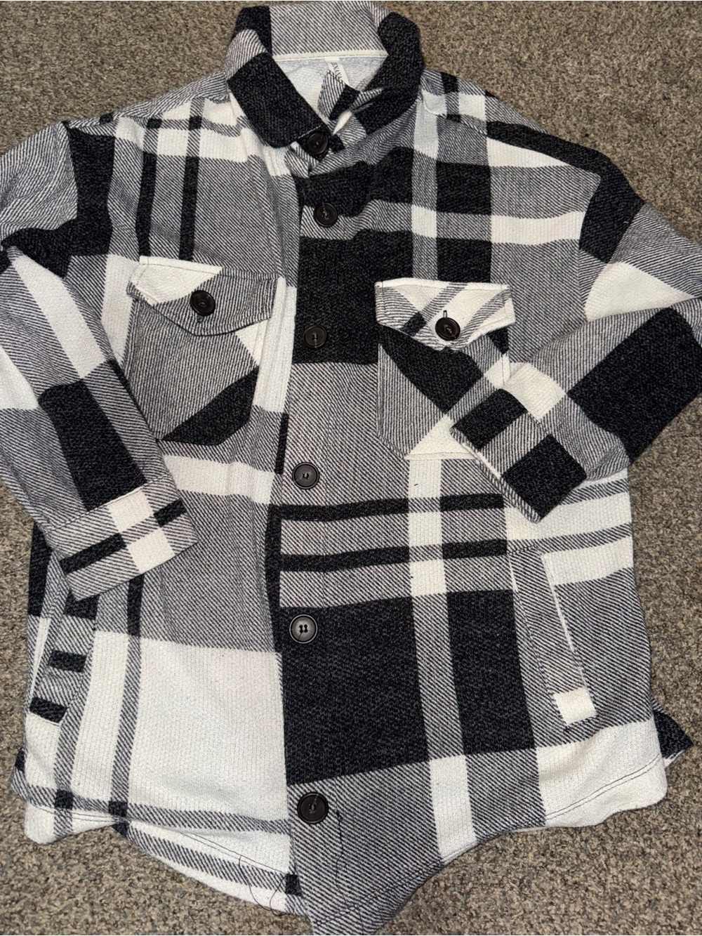 Women’s Zenana Black & White Plaid Button-Front Shirt
